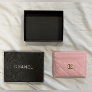 Chanel Pink Quilted Card Case